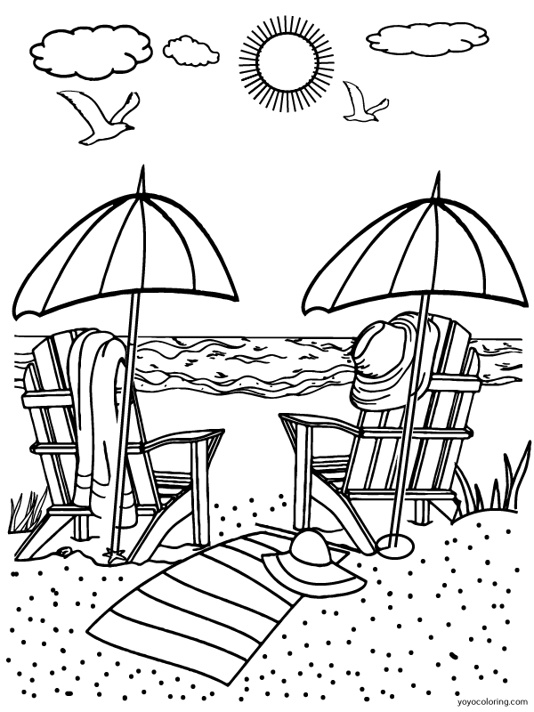 Beach Coloring Pages ᗎ Coloring book – Coloring Template