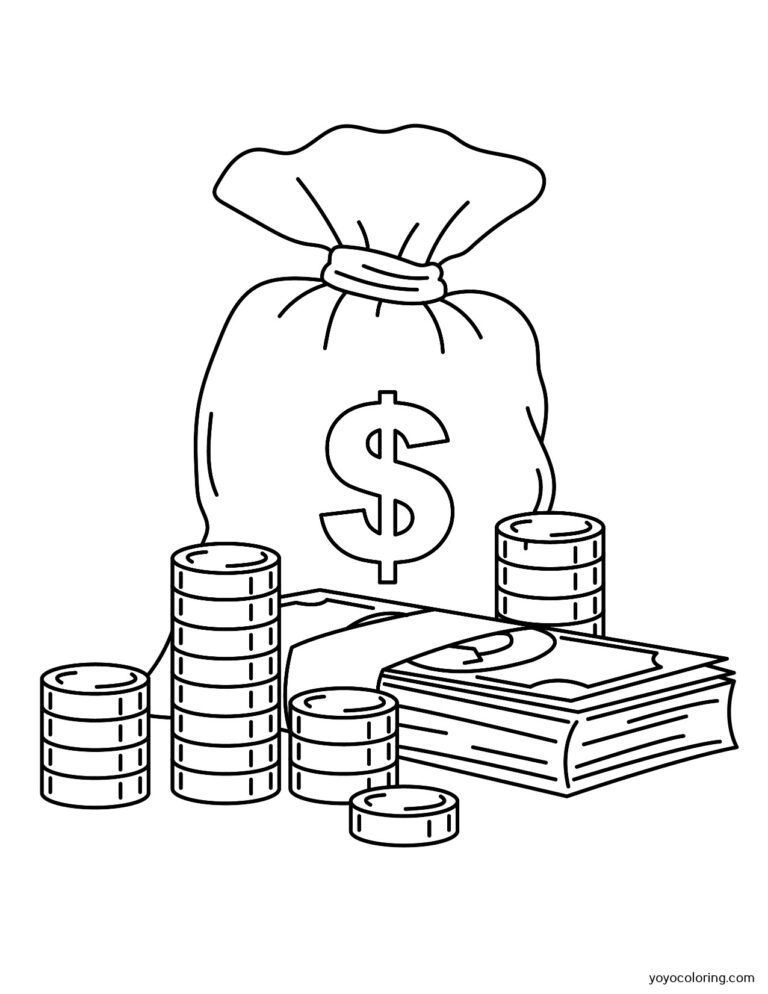 Banknotes Coloring Pages ᗎ Coloring book – Coloring Template