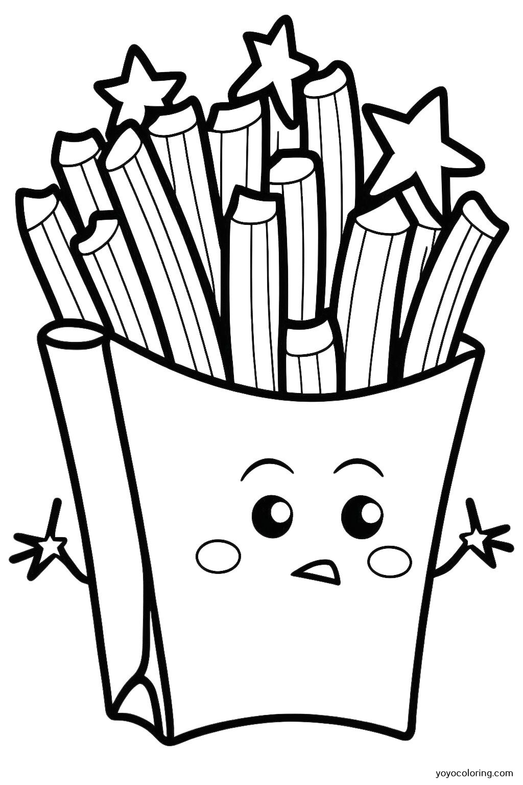 Ausmalbilder Pommes Frites ᗎ Malvorlage zum Ausdrucken