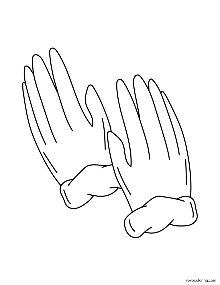 Gloves Coloring Pages ᗎ Coloring book – Coloring Template