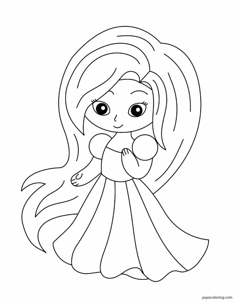 Ausmalbilder Prinzessin mit langen Haaren