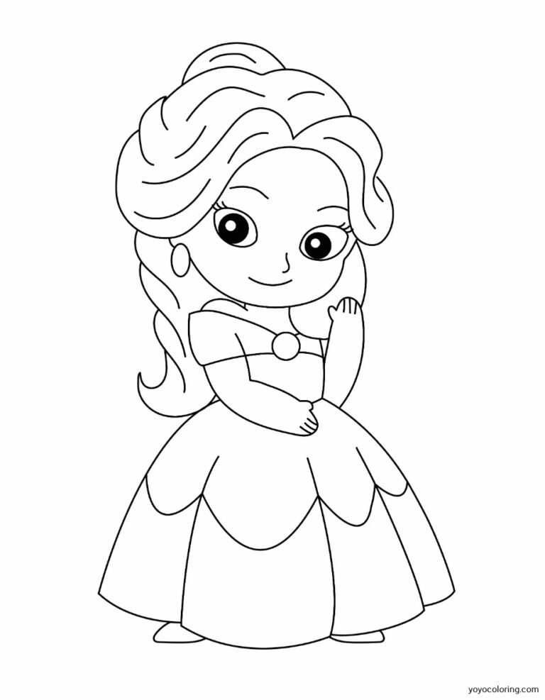 Princesas para colorear ᗎ Libro para colorear – Plantilla para colorear