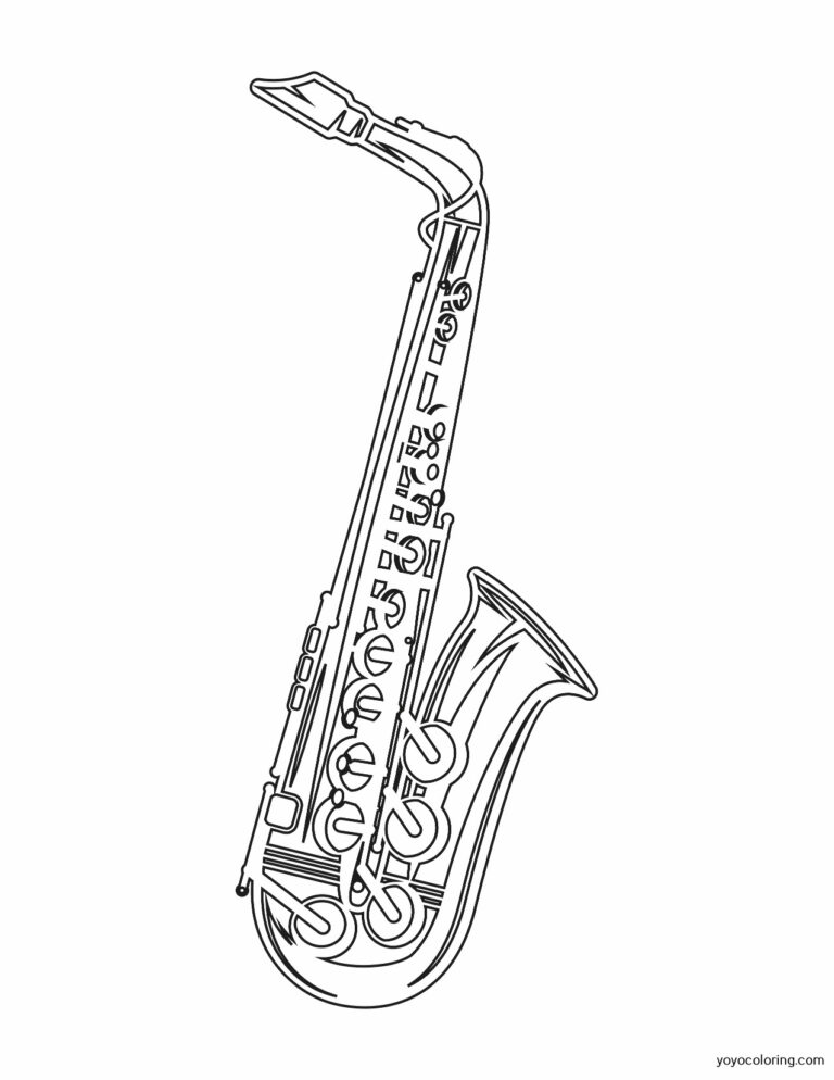 Saxofón para colorear ᗎ Libro para colorear – Plantilla para colorear