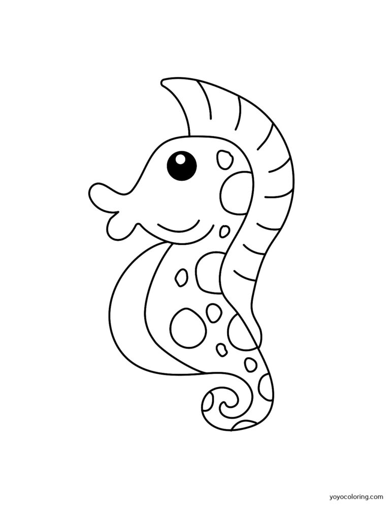 Seahorse Coloring Pages ᗎ Coloring book – Coloring Template