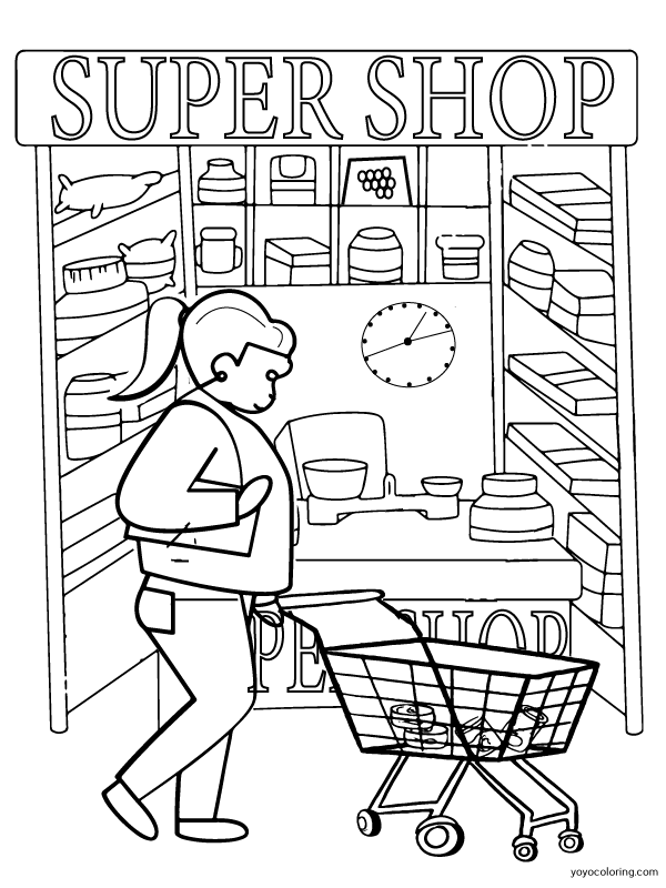 Shopping Coloring Pages ᗎ Coloring book – Coloring Template