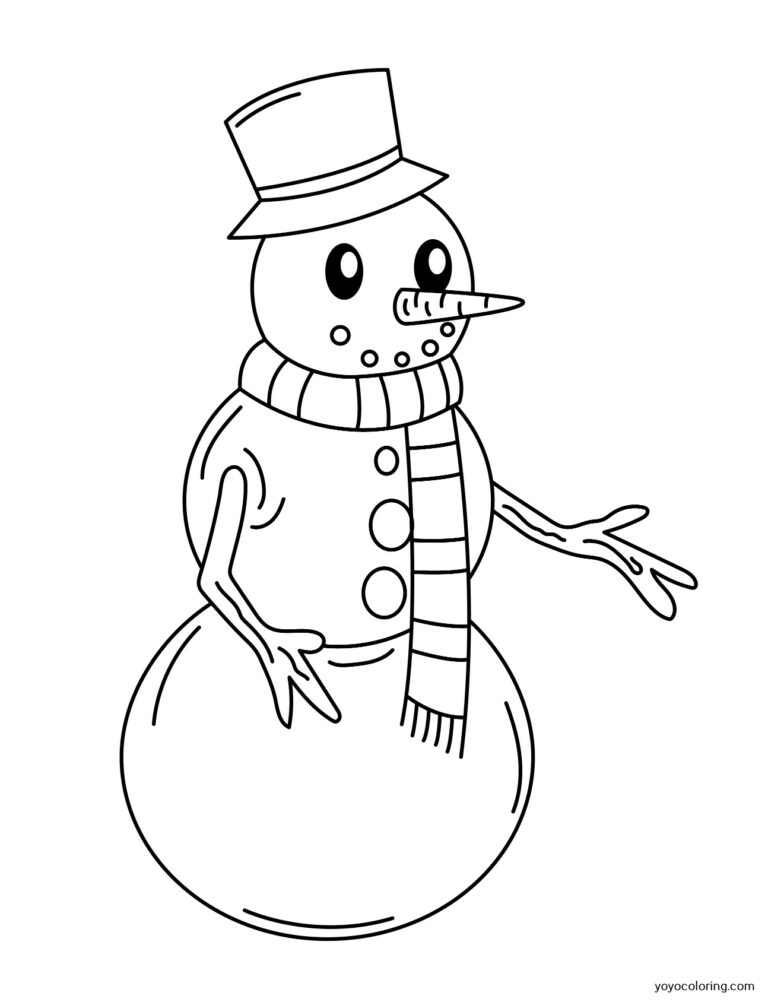 Snowman Coloring Pages ᗎ Coloring book – Coloring Template