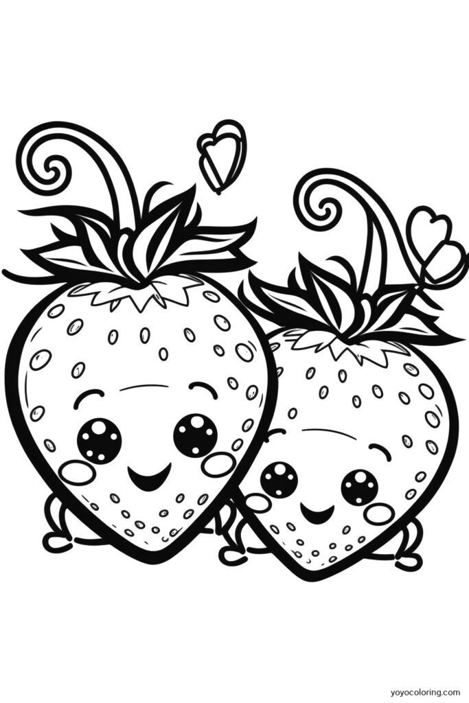 dibujos para colorear de fresas sonrientes