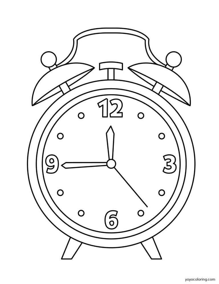 Alarm clock Coloring Pages ᗎ Coloring book – Coloring Template