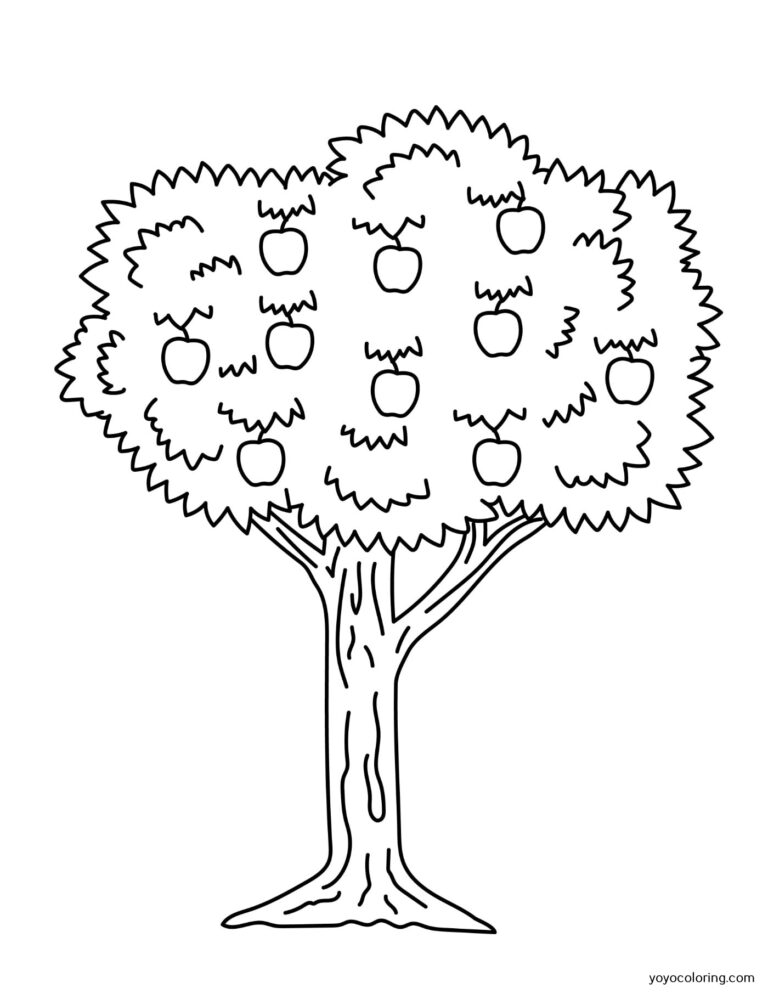 Apple tree Coloring Pages ᗎ Coloring book – Coloring Template