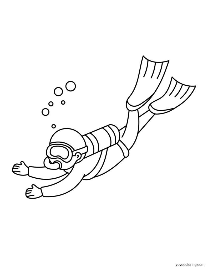 Diver Coloring Pages