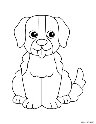 Dibujo para colorear de un perro que saca la lengua.