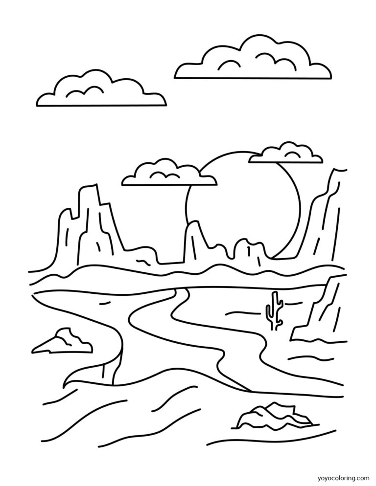 Landscape Coloring Pages ᗎ Coloring book – Coloring Template