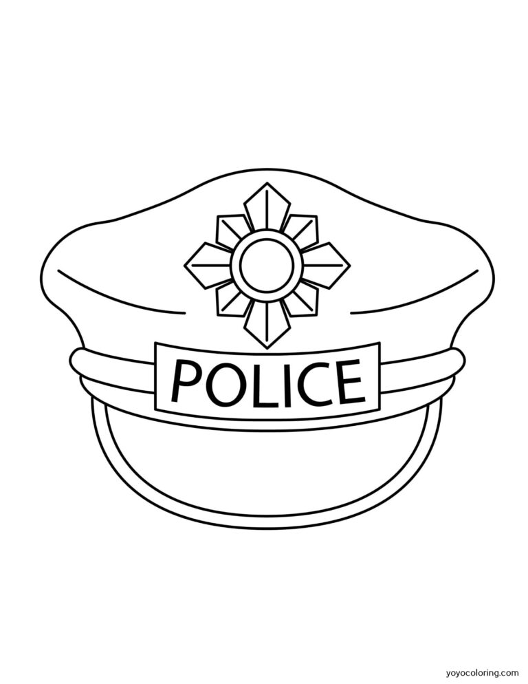 Police hat Coloring Pages ᗎ Coloring book – Coloring Template