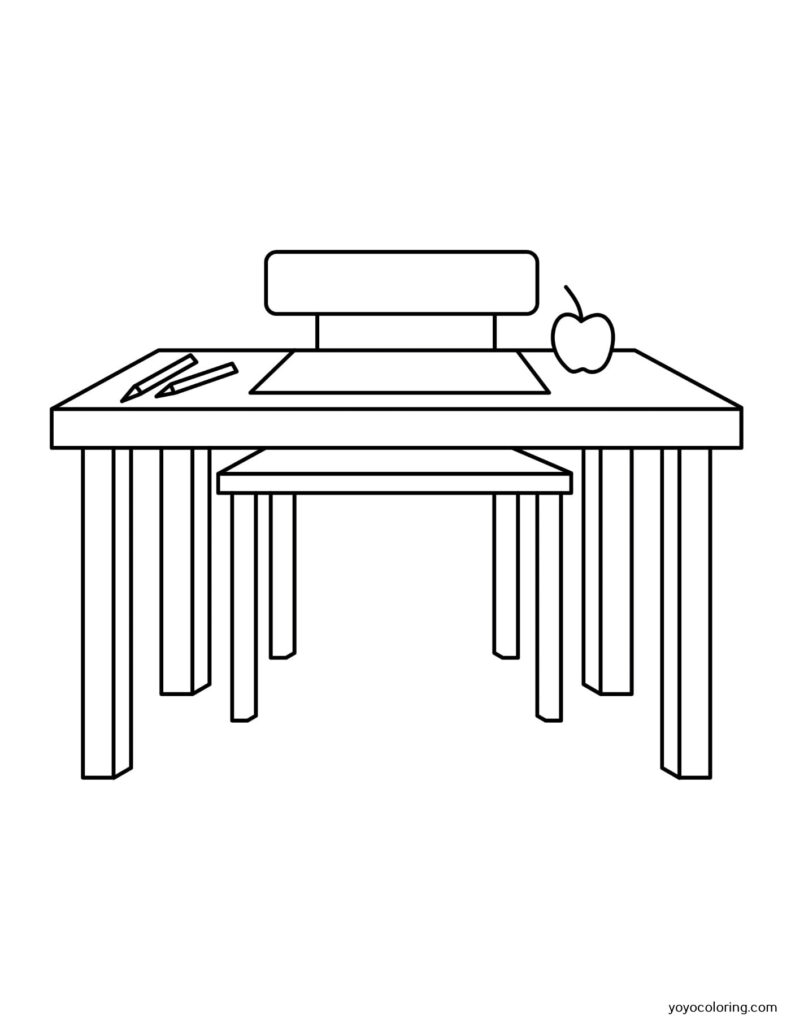 School Table Coloring Pages