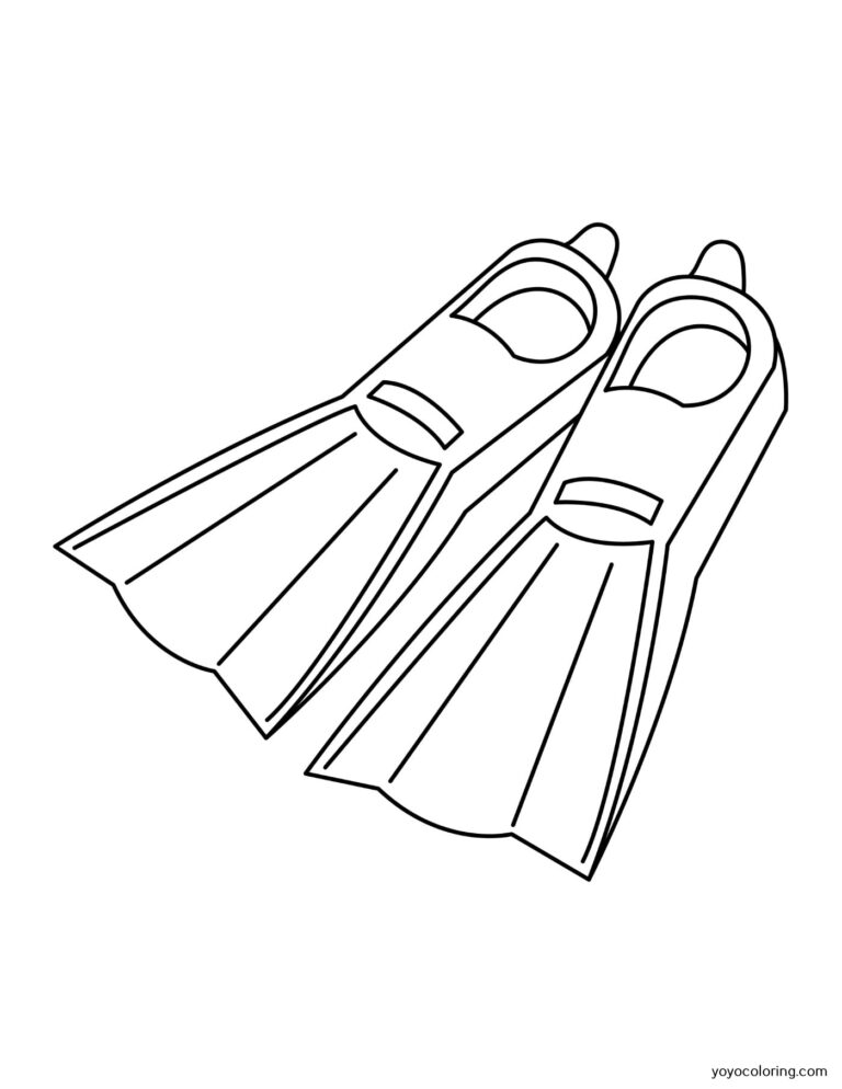 Swimming fins Coloring Pages ᗎ Coloring book – Coloring Template