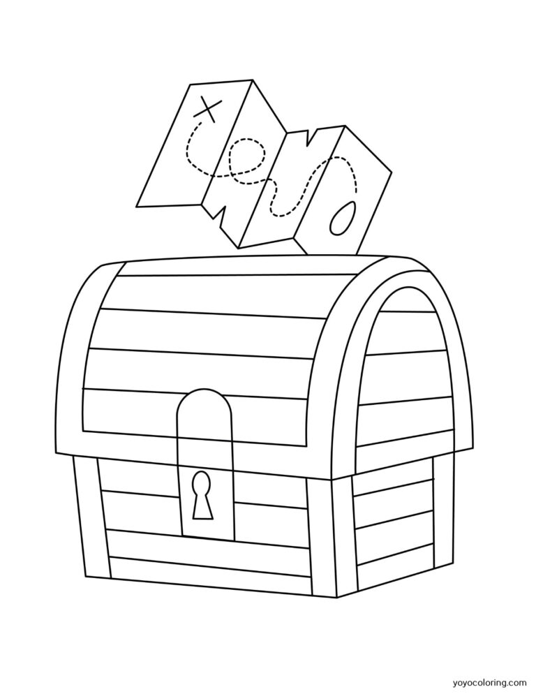 Treasure Chest Coloring Pages ᗎ Libro para colorear – Plantilla para colorear