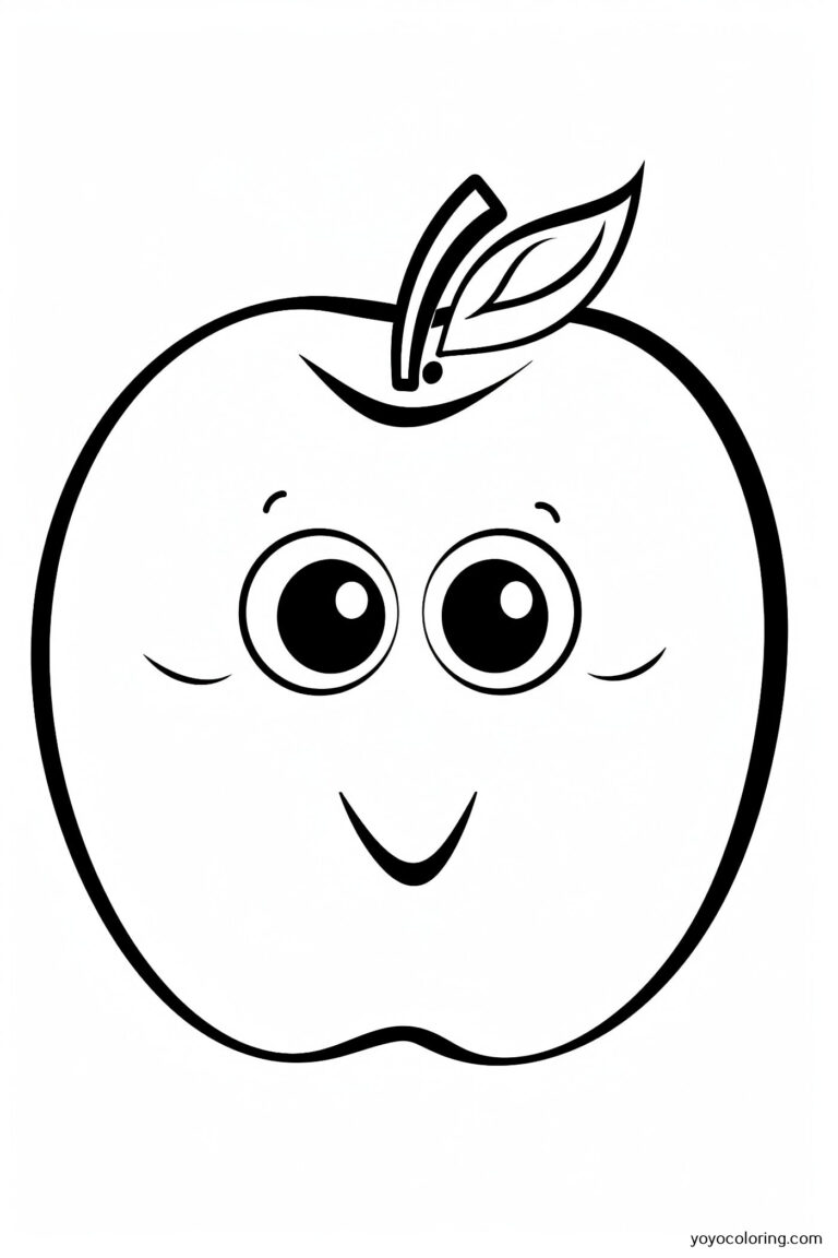 Apple Coloring Pages ᗎ Coloring book – Coloring Template
