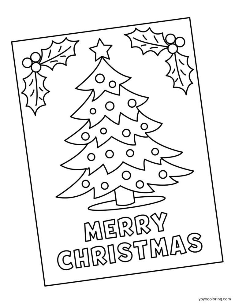 Christmas card Coloring Pages ᗎ Coloring book – Coloring Template