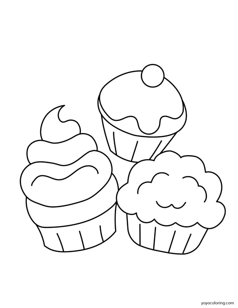 Cupcakes Coloring Pages ᗎ Coloring book – Coloring Template