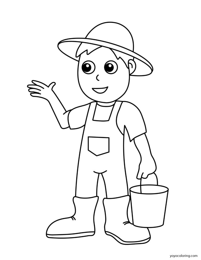 Farmer Coloring Pages ᗎ Coloring book – Coloring Template