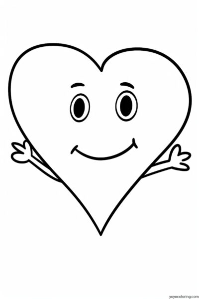 A smiley face heart coloring page.