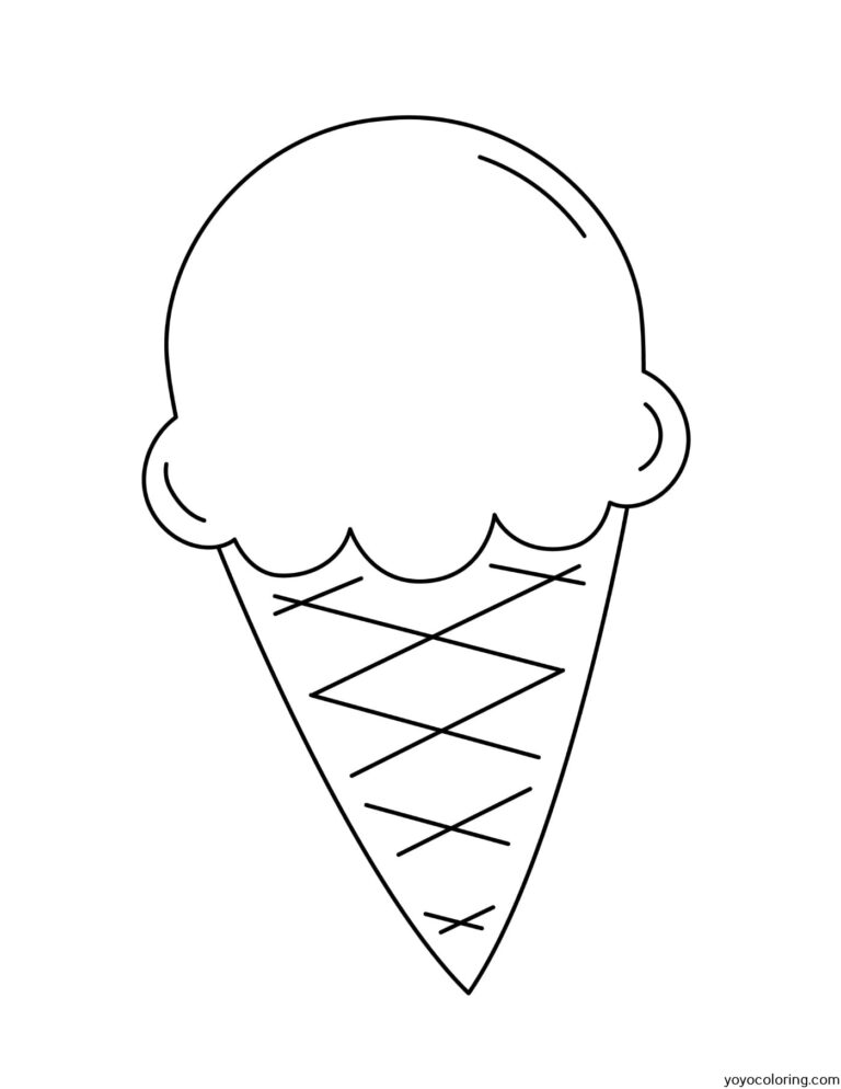 Cono de helado para colorear ᗎ Libro para colorear – Plantilla para colorear