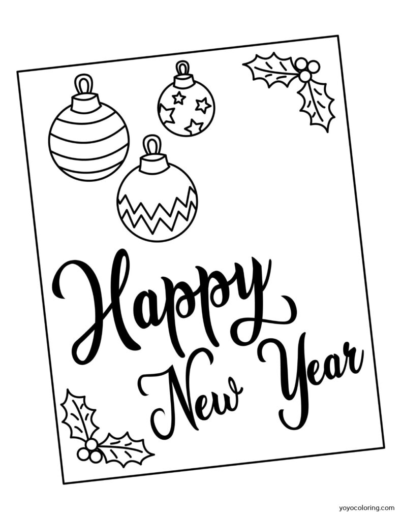 New Year Card Coloring Pages