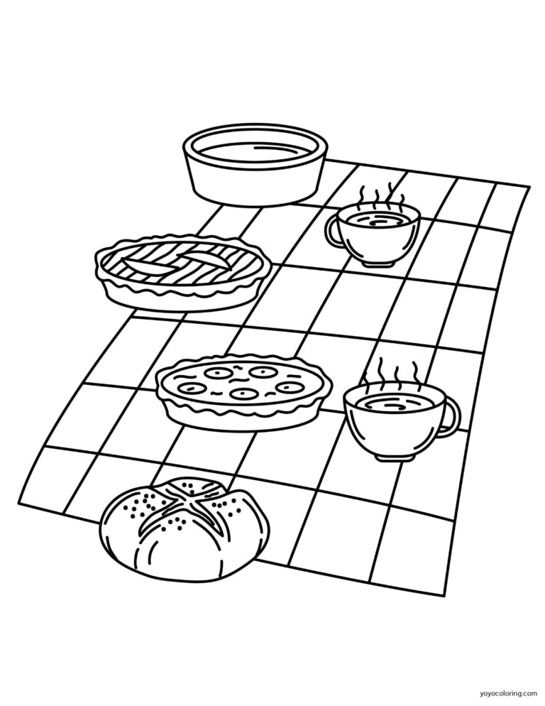 Picnic Coloring Pages ᗎ Coloring book – Coloring Template