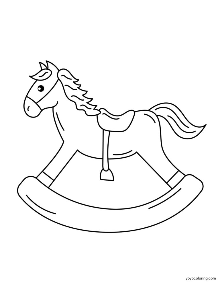 Rocking horse Coloring Pages ᗎ Coloring book – Coloring Template