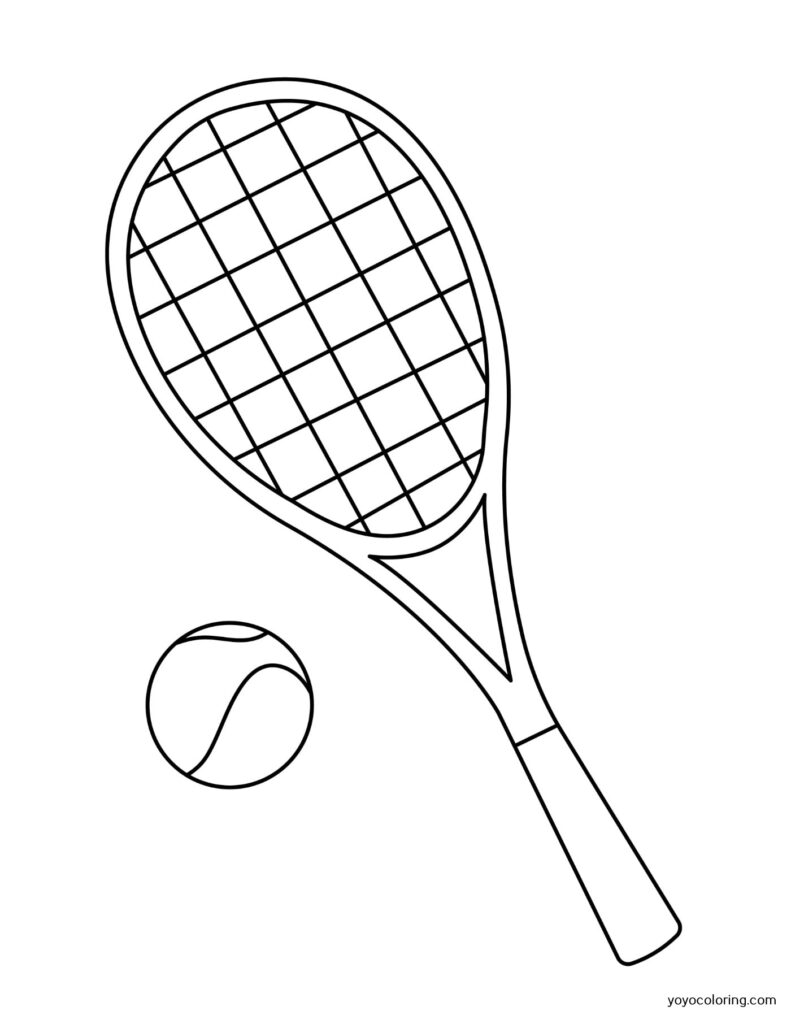 Tennis Racket And Tennis Ball Coloring Pages