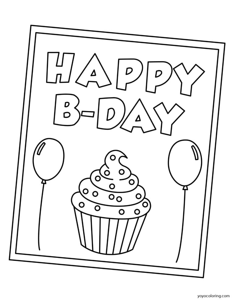 Birthday Card Coloring Pages ᗎ Coloring book – Coloring Template