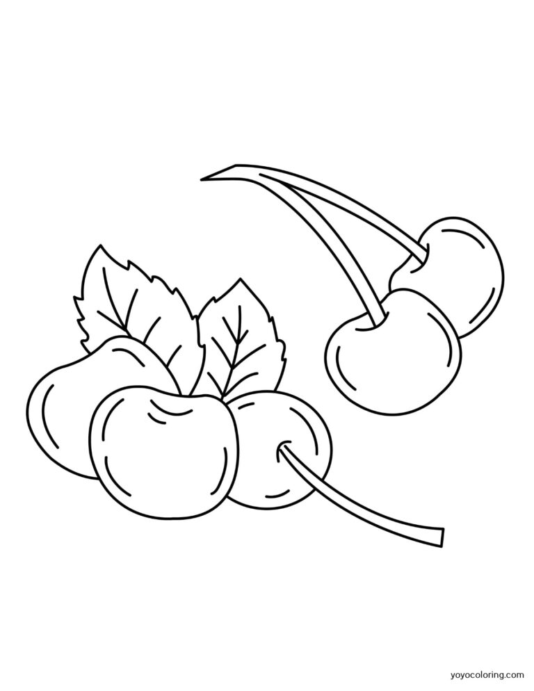 Cherries Coloring Pages ᗎ Coloring book – Coloring Template