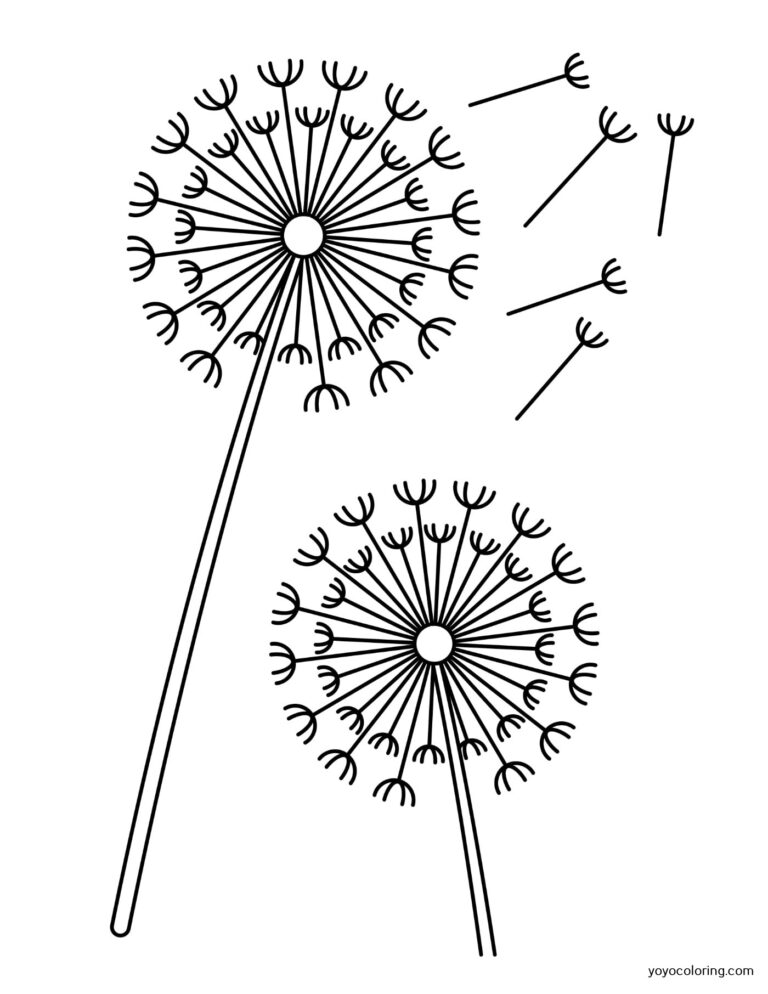 Dandelion Coloring Pages ᗎ Coloring book – Coloring Template