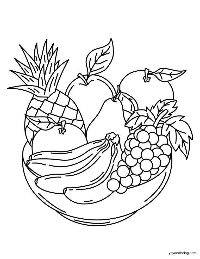 Fruit bowl Coloring Pages ᗎ Coloring book – Coloring Template