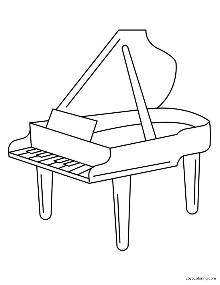 Piano Coloring Pages ᗎ Libro para colorear – Plantilla para colorear