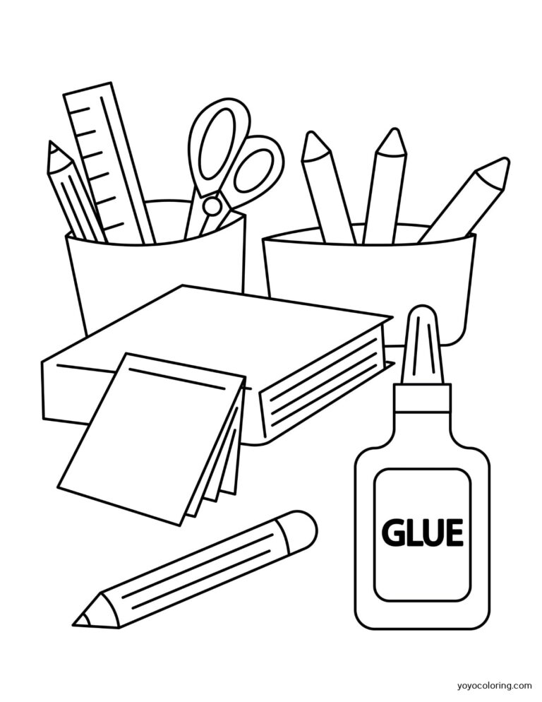 School supplies Coloring Pages ᗎ Coloring book – Coloring Template