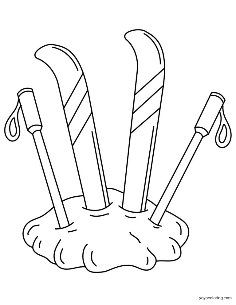 Skis Coloring Pages ᗎ Coloring book – Coloring Template