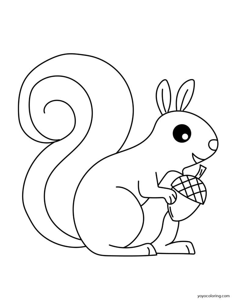 Squirrel with nut Coloring Pages ᗎ Coloring book – Coloring Template