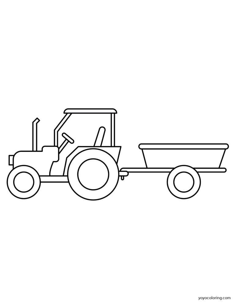 Tractor con remolque para colorear ᗎ Libro para colorear – Plantilla para colorear