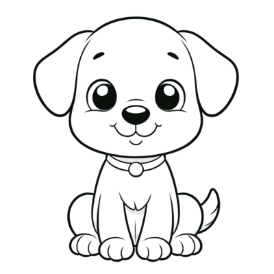 A cute puppy coloring page.