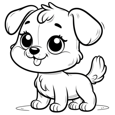 A cute puppy coloring page.