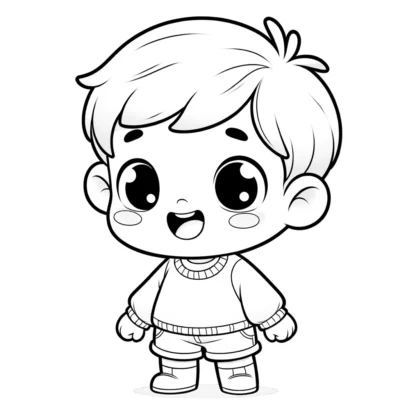 A cartoon boy coloring page.