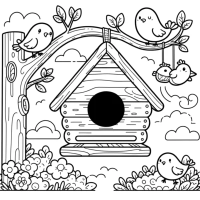Birdhouse coloring page.