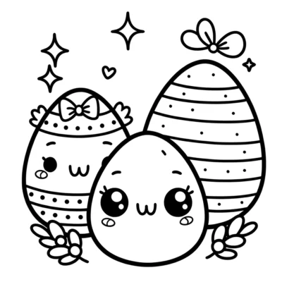Two cute easter eggs coloring pages.