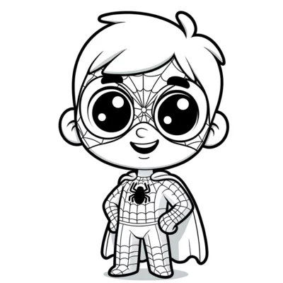 A cute spiderman boy coloring page.