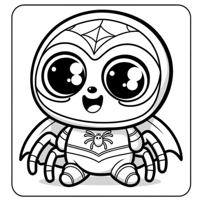 A cute spider coloring page for kids.
