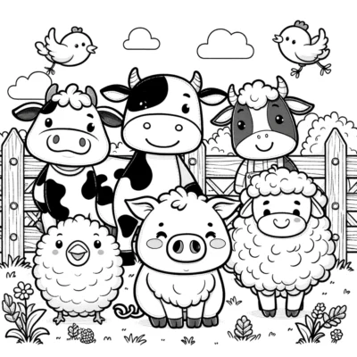 Farm animals coloring pages for kids.