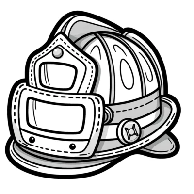 A drawing of a firefighter helmet.