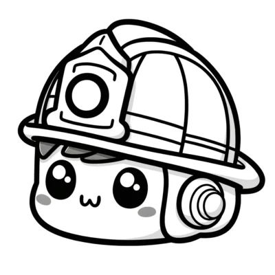 A cartoon of a firefighter helmet.