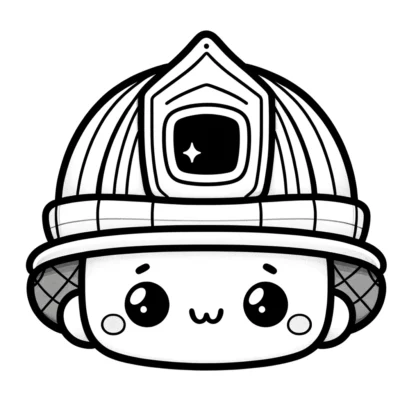 Eine Karikatur eines Feuerwehrmanns mit Hut.